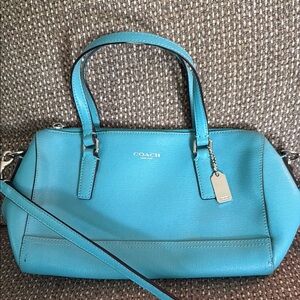 Coach Blue Leather Satchel with Structured Design